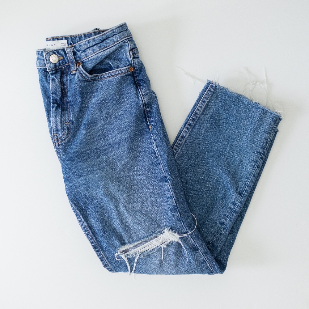 Topshop Distressed Straight Jeans Size 25W30L